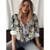 Spring and Autumn 3D Digital Print Women's Fashionable Collared Long Sleeve Casual Shirt