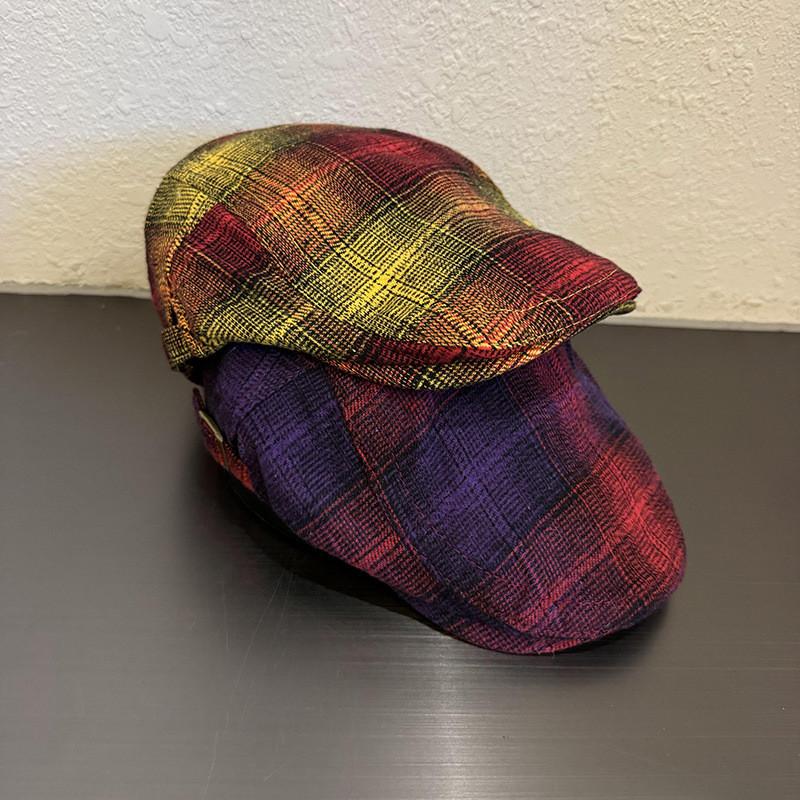 Retro Check Artistic Pattern Cap For Women Winter Fashion Breathable Hat Warm