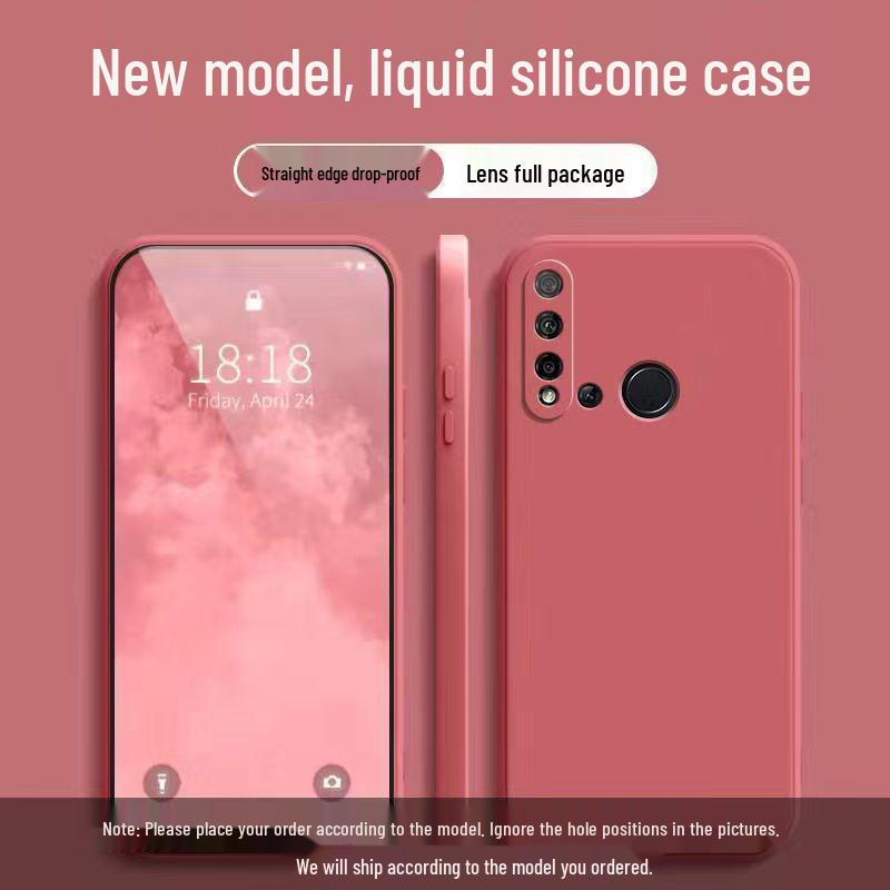 Huawei Nova5i Anti-drop Soft Case: Solid Color, Liquid Full Coverage, Straight Edge Design