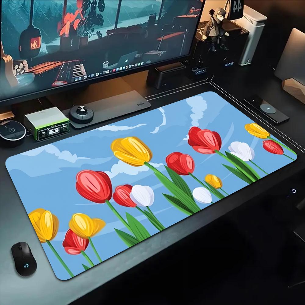 Anime Tulpenfeld Mauspads 500X1000 mm Großes Gaming-Mauspad Gamer XL Gummi Otaku Tastaturunterlage Laptop Schreibtischmatte