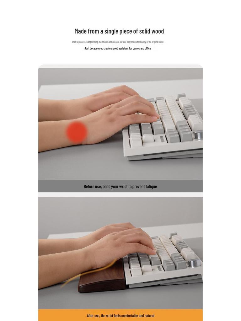 Black Walnut Solid Wood Keyboard & Mouse Wrist Rest Pad