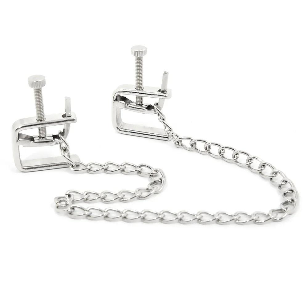 Adjustable Metal Chain Nipple Clamps  Extreme Fetish Slave Nipple Clip Sex Goods For Adult Sex Games Tools Erotic Products