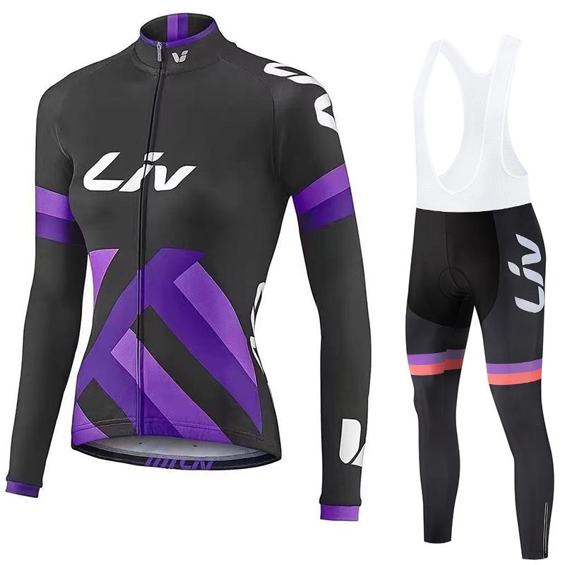 LIV Jersey de Manga Larga para Bicicleta para Mujer Delgado Alta Elasticidad Transpirable Culotte de Ciclismo Equipo Profesional Bicicleta de Carretera MTB Ropa de Ciclismo