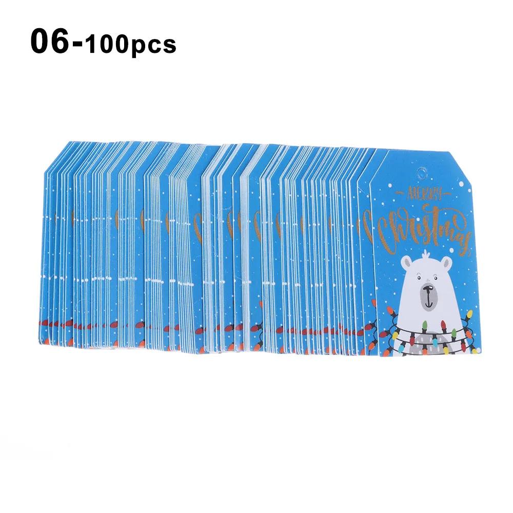 50PCS Merry Christmas DIY Kraft Tags Labels Gift Wrapping Paper Hang Tags Santa Claus Paper Cards Xmas Party Supplies