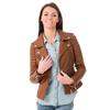 SKINOUTFIT Damska kurtka bomberka motocyklowa ze 100% prawdziwej skóry jagnięcej, płaszcz w kolorze tan
