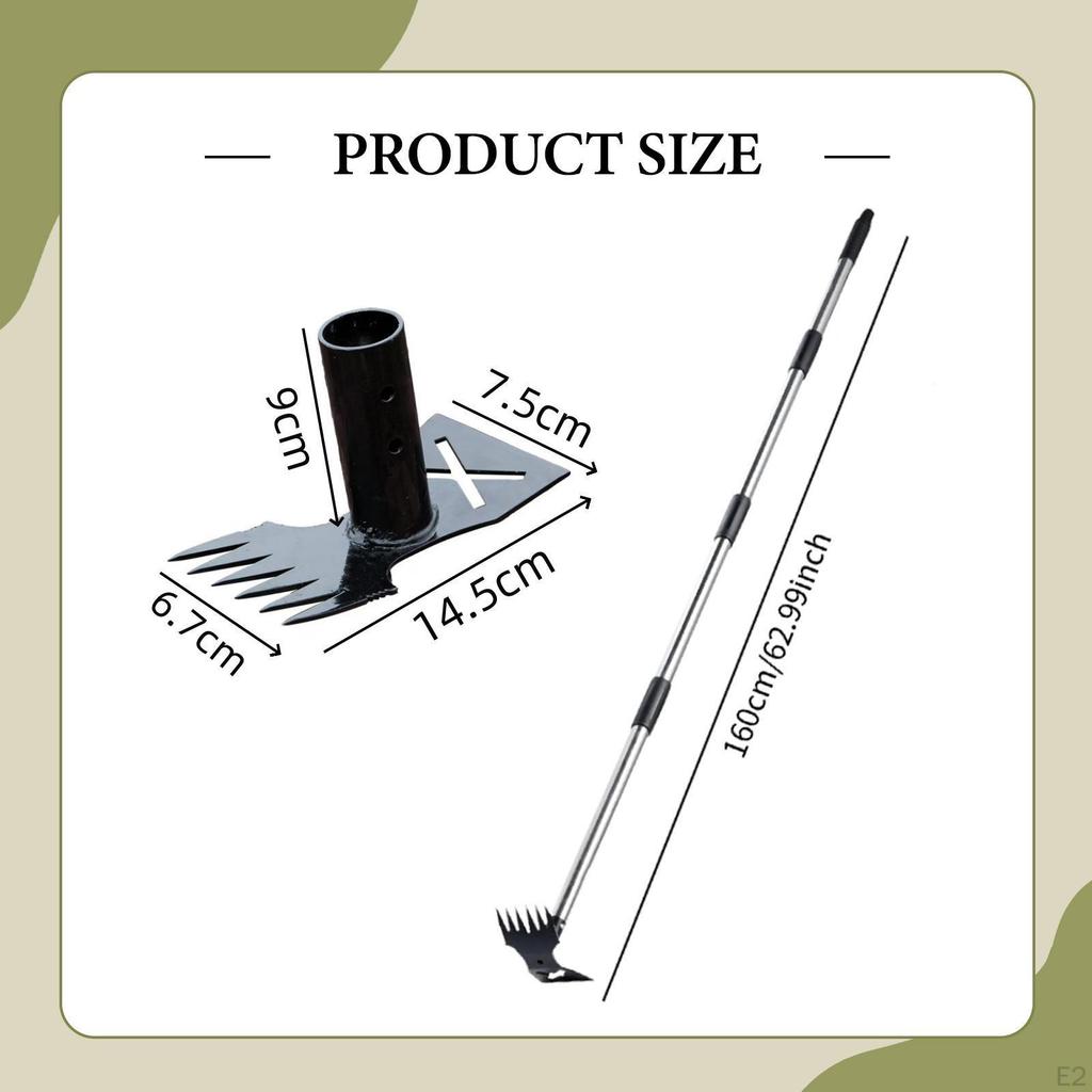 Gardening Garden Hoe Weeding Rake Ergonomic for Digging Ditching Agriculture 4 Sections