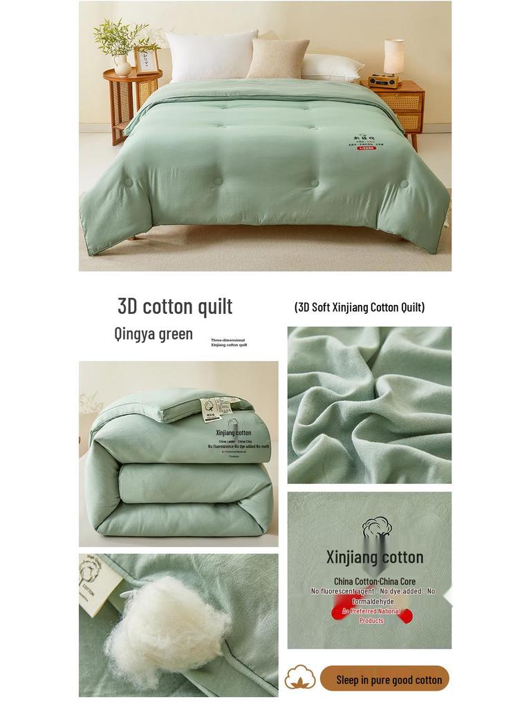 100% Xinjiang Cotton 3D Winter Quilt: Thick, Pure Cotton, All-Season Comfort