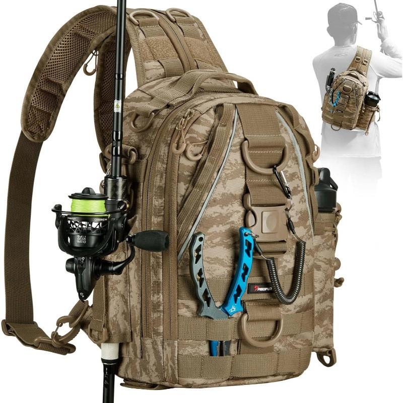 Multi-Compartment Fishing Backpack Rods Reels Lures Tackle Waterproof Oxford Fabric Single/Double Shoulder Carry