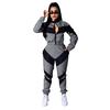 D9116 European and American Women's Clothing, Solid Color Two-color Spliced Long-sleeved Trench Coat Set [pants Without Pockets]