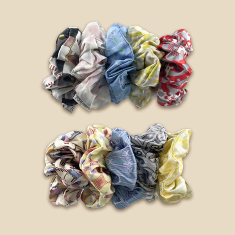 2DREAMERS Ocean Grid Silk Scrunchie