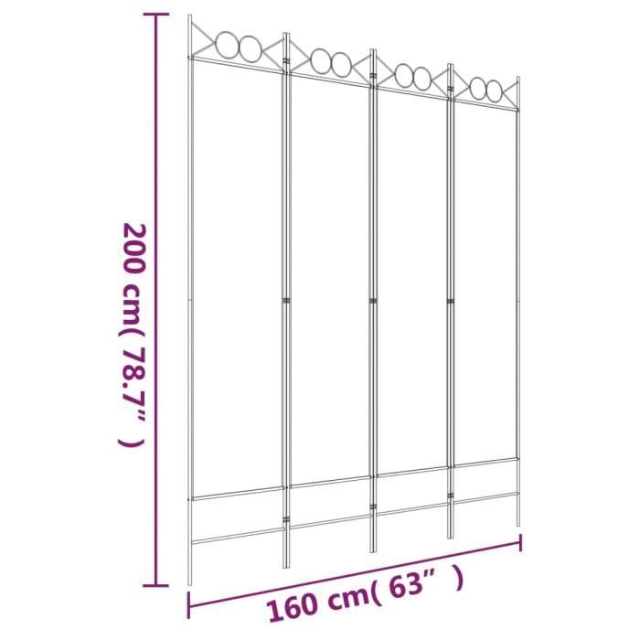 350153 vidaXL Cloison de séparation 4 panneaux Noir 160x200 cm Tissu