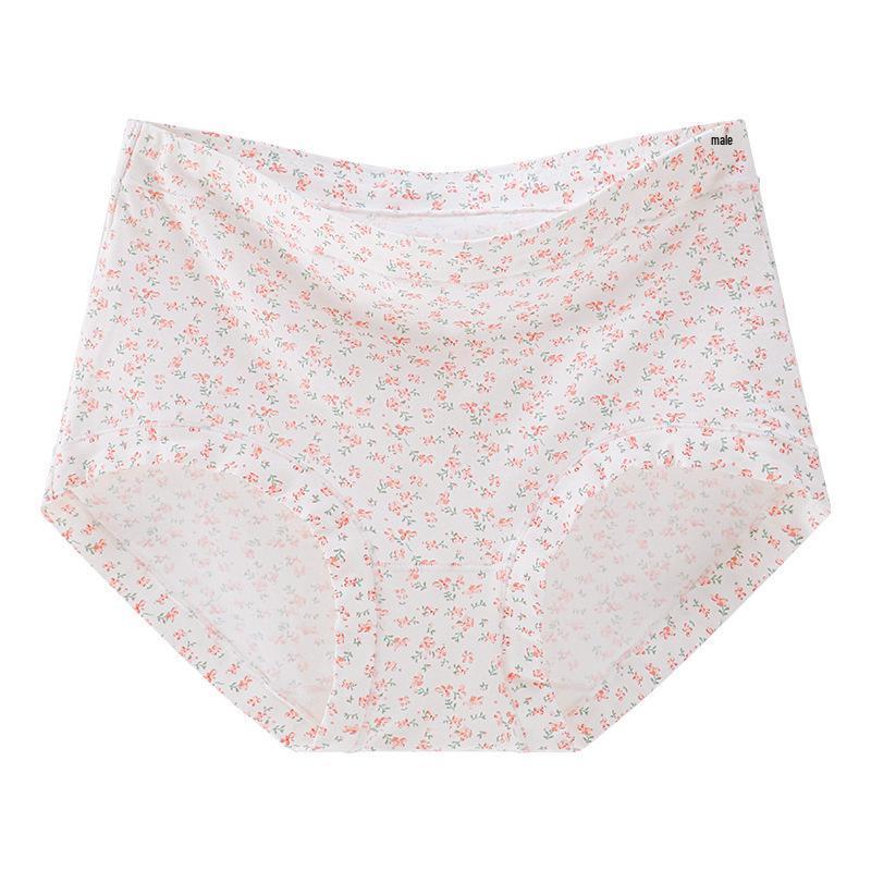 High-Waisted Floral Girl's Cotton Triangle Briefs - Antibacterial, Breathable, Tummy Control, High-Elastic Hip-Hugging Design.