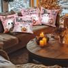 1pc Pink Halloween Cushion Cover with Ghost Pumpkin Pattern Doft Washable Cover for Holloween Themed Party Sofa Chair Decoration