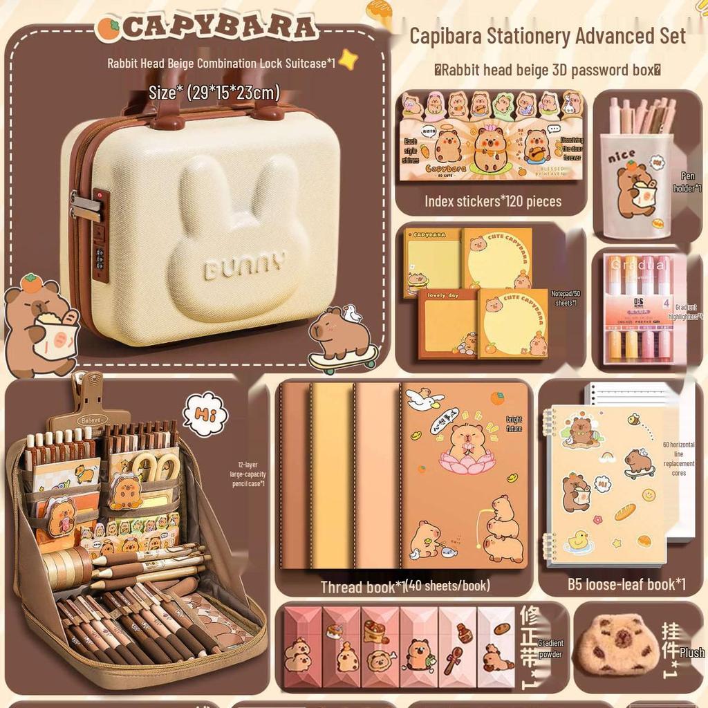 Capybara Briefpapier-Geschenkbox: Komplette Lernmaterialien für den Schulanfang oder Geburtstag - Perfekt für Mädchen