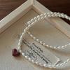 S925 Sterling Silver Niche Design Sense Retro Love Pearl Necklace Korean Style Simple Collarbone Chain