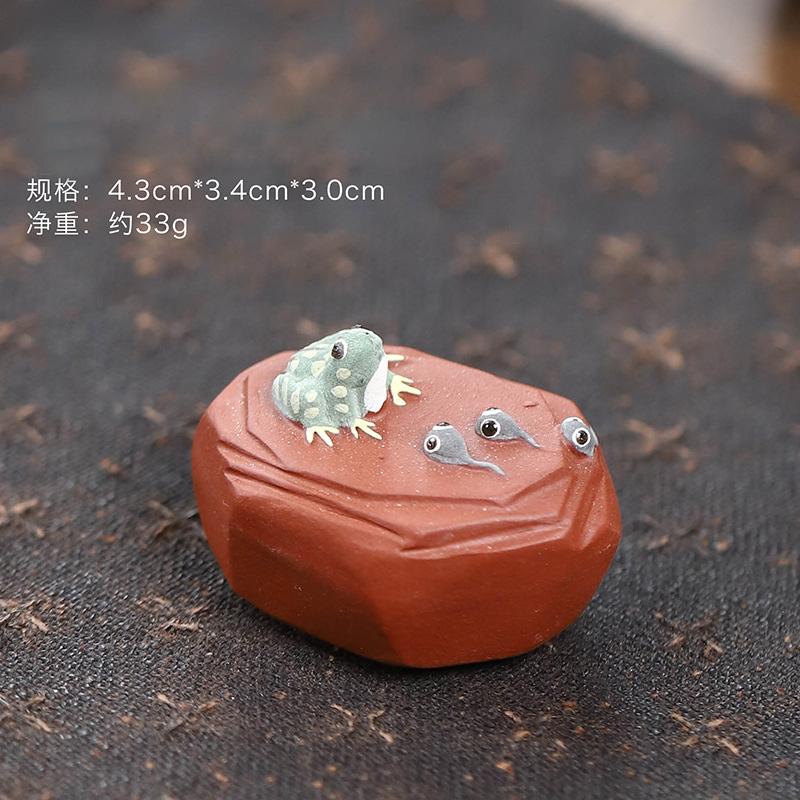 1PC Lucky Purple Clay Small Frog Statue Tea Pet Tea Art Ornaments Chinese Kung Fu Tea Handicrafts Ceremony Decor Accessories