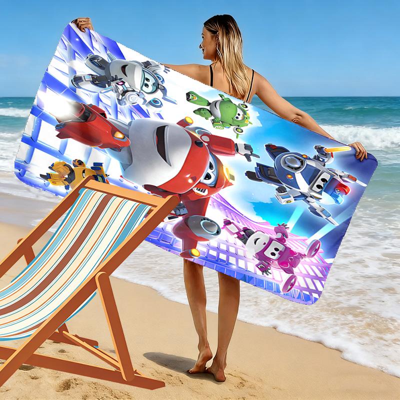 Super Wings Print Beach Towel, Large Soft Quick Dry Towel for Beach Camping Swimming