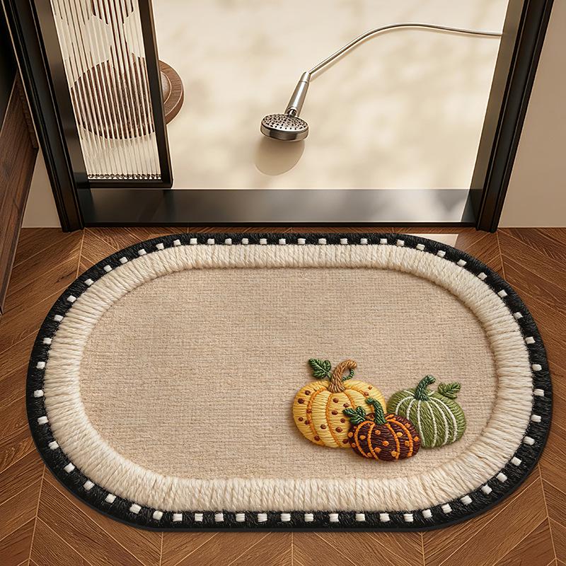 Colorful Pumpkin Anti-slip Bathroom Mat – Water Absorbent Decorative Floor Rug