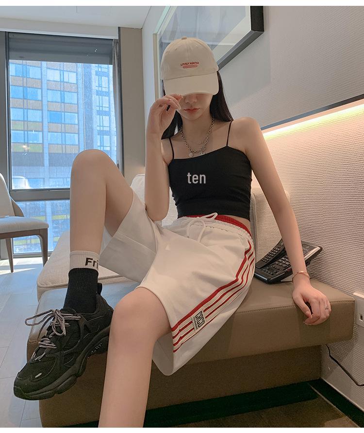 Women's High-Waist Striped Sports Shorts - Summer 2024 Trendy Loose Fit