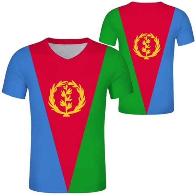 Eritrea-Flagge-Druck-T-Shirt für Männer, kostenloser individueller Name und Nummer, Jersey-T-Shirts, modische Sport-Kurzarm-Tops, übergroßes Sweatshirt