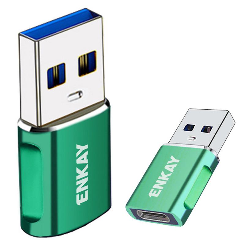 

ENKAY HAT PRINCE ENK-AT119 USB 3.0 Male Adapter to Type-C Female Fast Data Transfer Converter Green