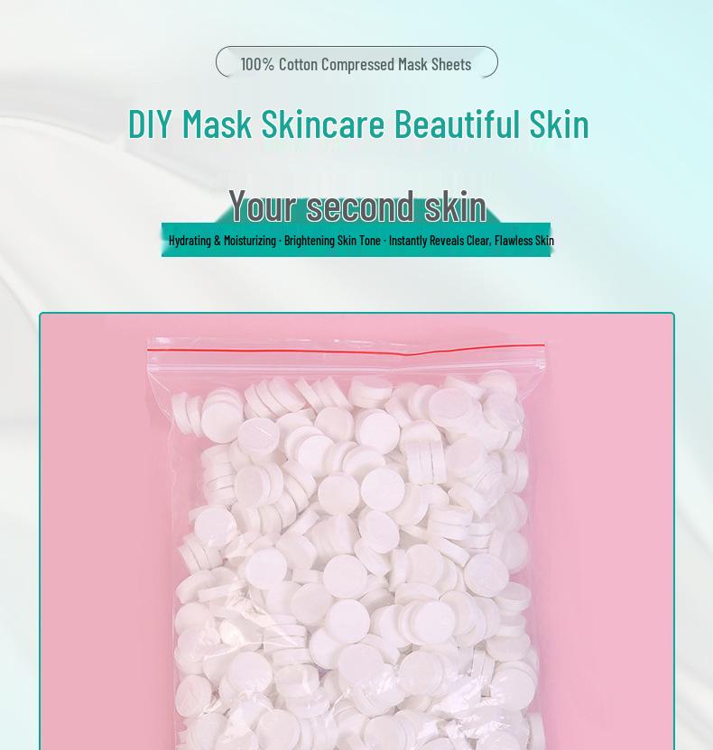 500 Stück reine Baumwolle Einweg Komprimierte Gesichtsmasken Handtücher mit Maskenverschluss für personalisierte DIY Feuchte Kompressen