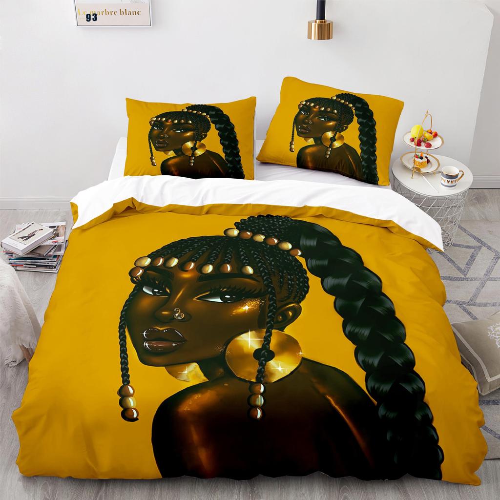 Home Textile Girl Quilt Cover Digital Printing Three-Piece Set 3D