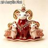 2D Flat Acrylic Christmas Hanging Pendant Red Gold Chinese Zodiac Goat Xmas Tree Ornament New Year Car Pendant