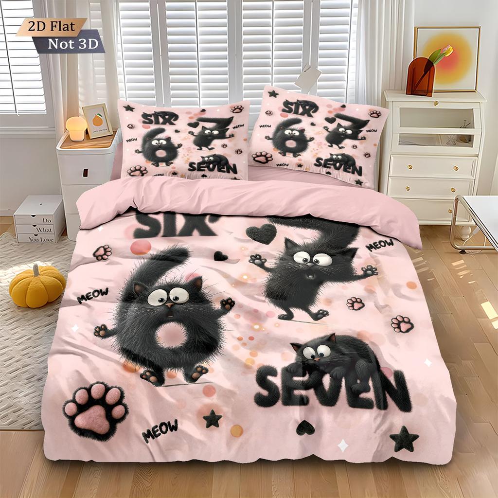 3pcs Valentine's Day Abstract Number 67 Element Printed Core less Down Duvet Cover Set Multi Size Bedding Holiday Decoration