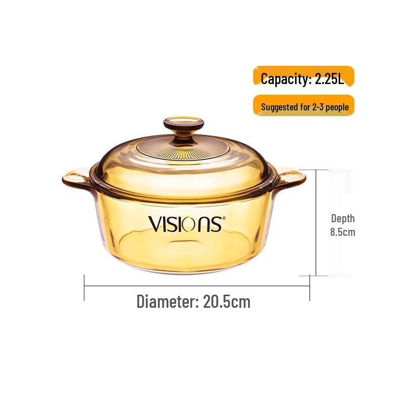 Corning Visionlines 2.25L Amber Glass Stew Pot