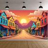 Western Scene Decoration Desert Scene Desert Scene Banner Sunset Background Colorful Sunset Outdoor Banner For Wall Decoration