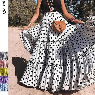 Fashion and Sexy European & American Style Women's Polka Dot Summer Casual Long Skirt