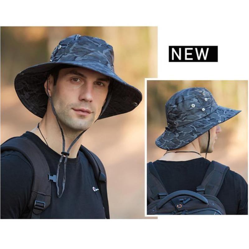 Panama-Kappe für Herren, atmungsaktiv, schnelltrocknend, Sonnenschutz, Anti-UV, Angeln, Camping, Camouflage, Fischerhut