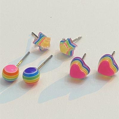 Orecchini a lobo Stella Arcobaleno Dopamina Amore Orecchini Unici Personalità Senso del Design di Nicchia per Donna