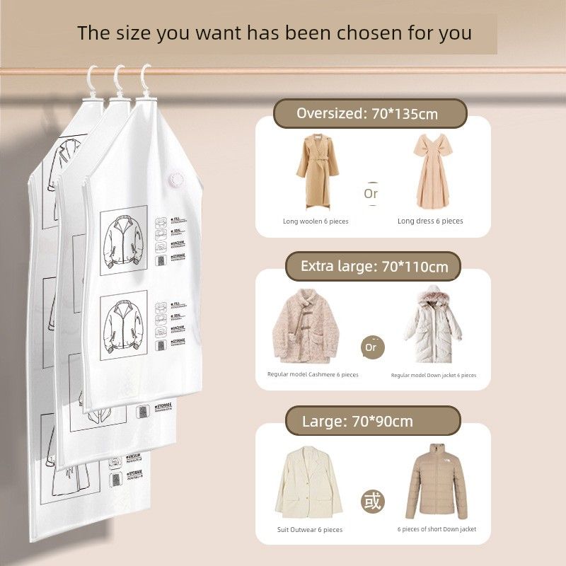 Clothes Hanger Type Vacuum Compression Bag down Jacket Vacuum Buggy Bag Vacuum Bag Coat Dustproof Clothes Hanging Bag