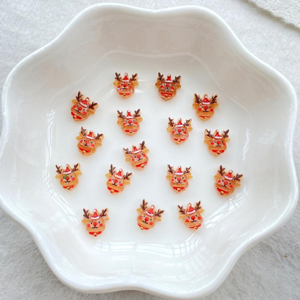 50pcs Resin Cartoon Santa Claus, snowman, deer, bell, Christmas tree Nail Art Decor Flatback Rhinestone DIY Scrapbook Decor