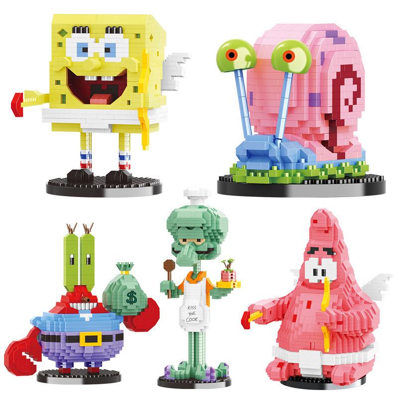 Balody SpongeBob Micro Building Blocks SquarePants Patrick Star Krabs Gary Squidward Tentacles Model Mini Brick Figure Toys