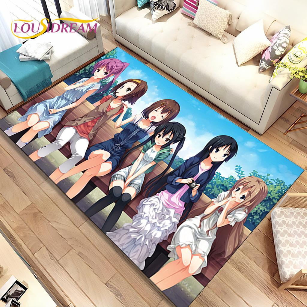 K-ON Kreskówka Urocza Lolita Kawaii Dziewczyny Dywanik Obszarowy, Dywanik Dywanowy do Salonu Sypialni Sofa Wycieraczka Dekoracja, Antypoślizgowa Mata Podłogowa 3D