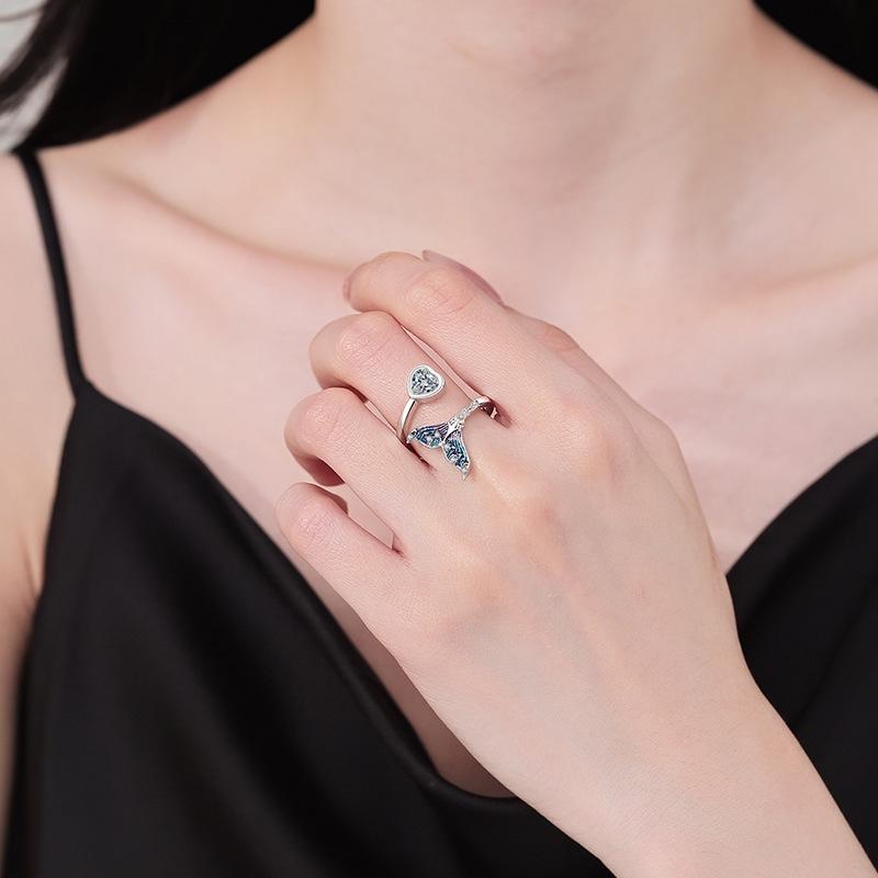 Qi Yu Damen Meerjungfrauenflosse Ring - Einzigartiges Süßes Cooles Offenes Design