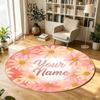 Fiori floreali (675) Tappeto Circolare in Velluto di Cristallo Personalizzabile con Nome e Testo Tappeto Morbido Rotondo per Pavimento per Decorazione Soggiorno Camera da Letto
