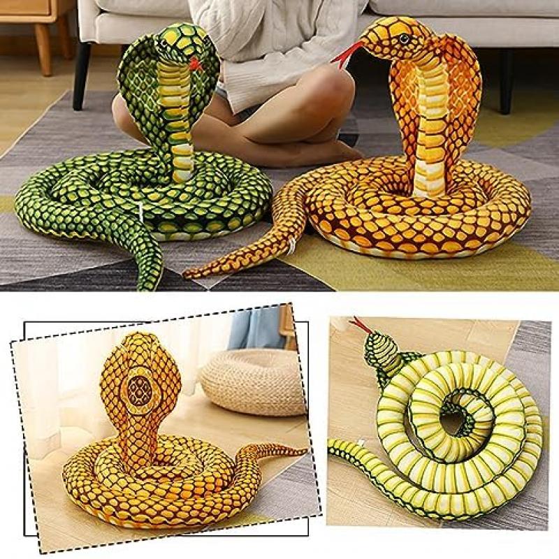 Trayosin Giant Snake Plush - Realistic Stuffed Animal Snake, Large Cuddly Toy, Yellow, 80cm