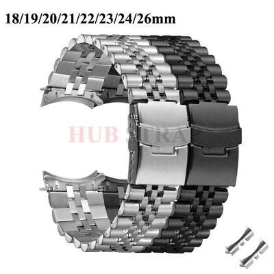 18/19/20/21/22/23/24/26mm für Seiko Massives Edelstahl Uhrenarmband für Herren Damen Sportarmband für Jubiläum Gebogenes Endglied Armband