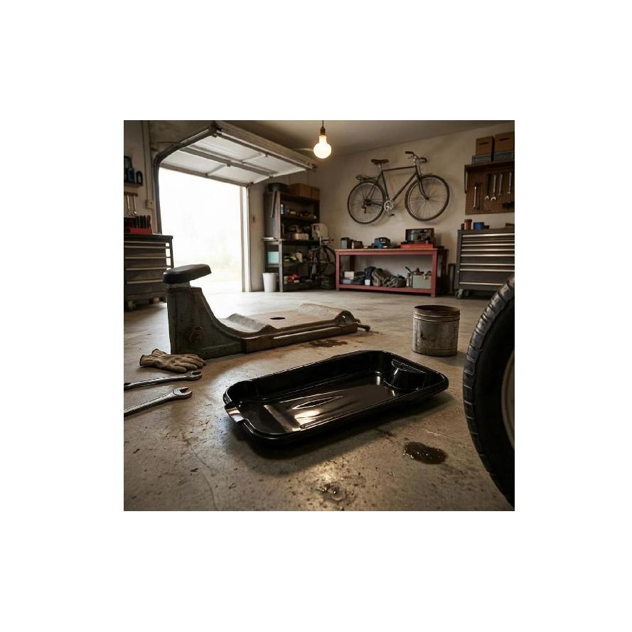 Oil Drain Pan Low-Height Plastic Oil Pan Automotive Tool Black Workshop Item Messwithout Mess