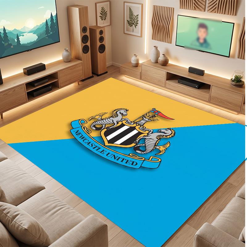 Newcastle United Fußball Druck Kristall Samt Teppich, Bequemer Wasserabsorbierender Rutschfester Innenboden Teppich