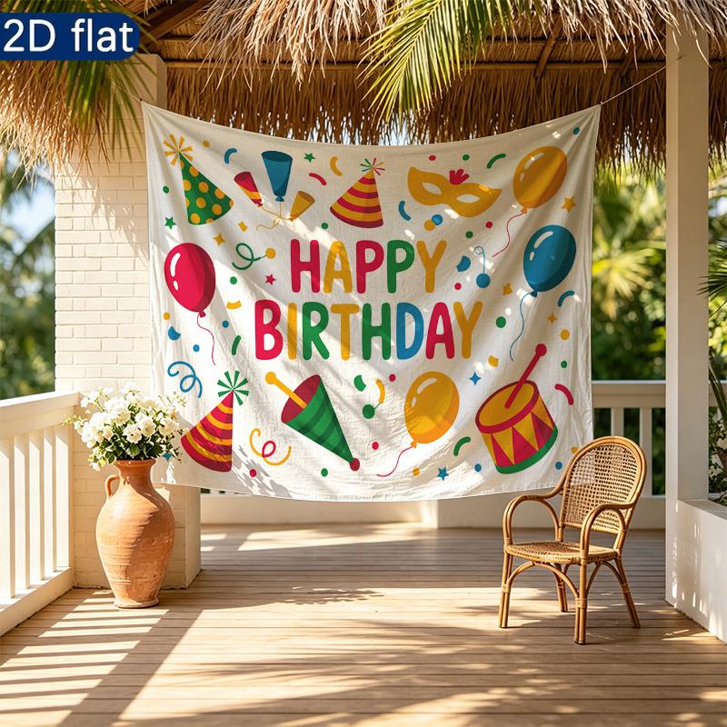 Birthday Gifts Polyester Fabric Celebration Banner, Polyester Backdrop for Home Decor & Party Supplies