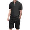 Men'S Casual Suit Button Collar Short Sleeved Shorts Set