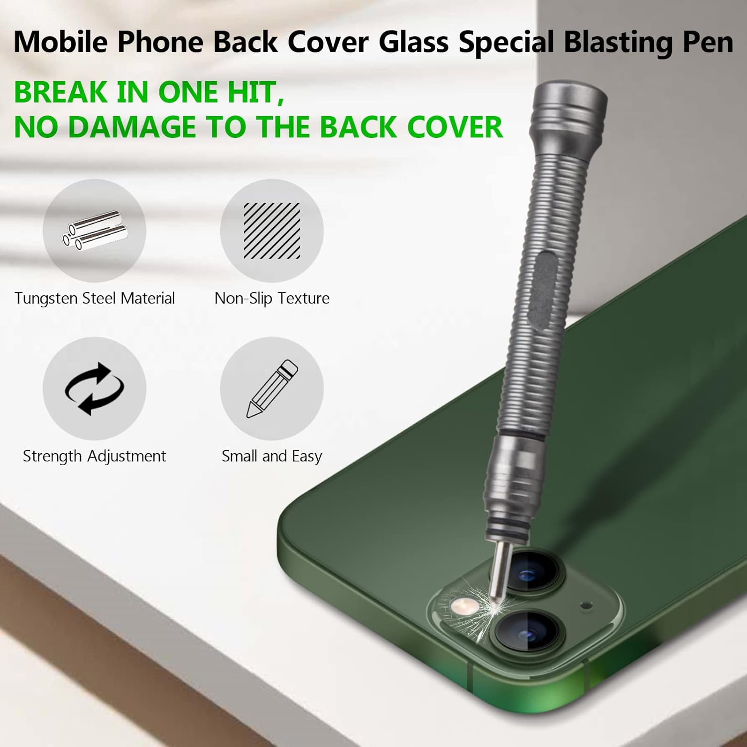 Phone Blasting Pen for iPhone X 11 Pro Back Cover Glass Battery Cover Demolition Blasting Pen Rear Camera Disassembly Breaking Pen for iPhone 12 Pro