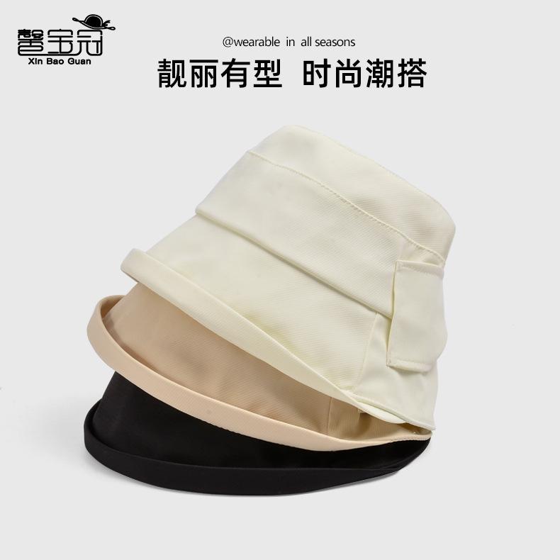 New Spring and Summer Hat Femininity Versatile Face Small Bucket Hat Fashion High Sense Bow Basin Hat