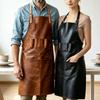 Adjustable PU Leather BBQ Apron - Waterproof, Oil-proof, Multi-pocket Design for Men & Women, Customizable Logo