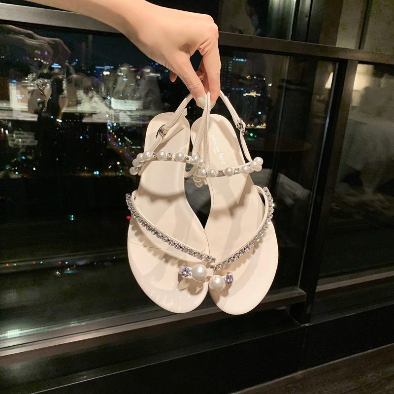 

Exquisite Girl~ Rhinestone Pearl Set Toe Sandals Women s Summer 2025 New Fashion Versatile Skirt Sandals 43